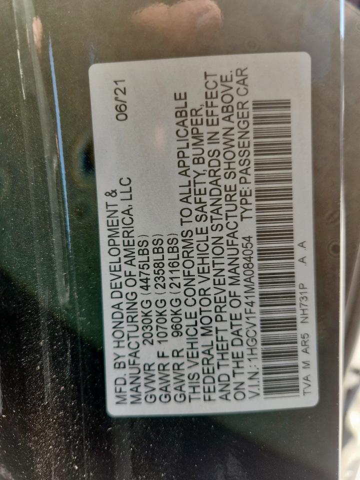 2021 Honda Accord Sport Se VIN: 1HGCV1F41MA084054 Lot: 82473915