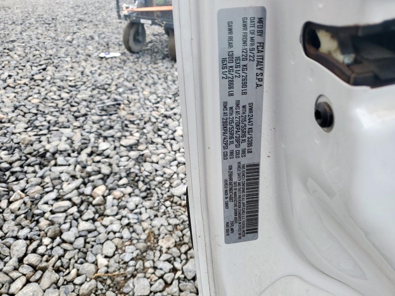 2022 Ram Promaster City Tradesman VIN: ZFBHRFAB7N6X74667 Lot: 85511225