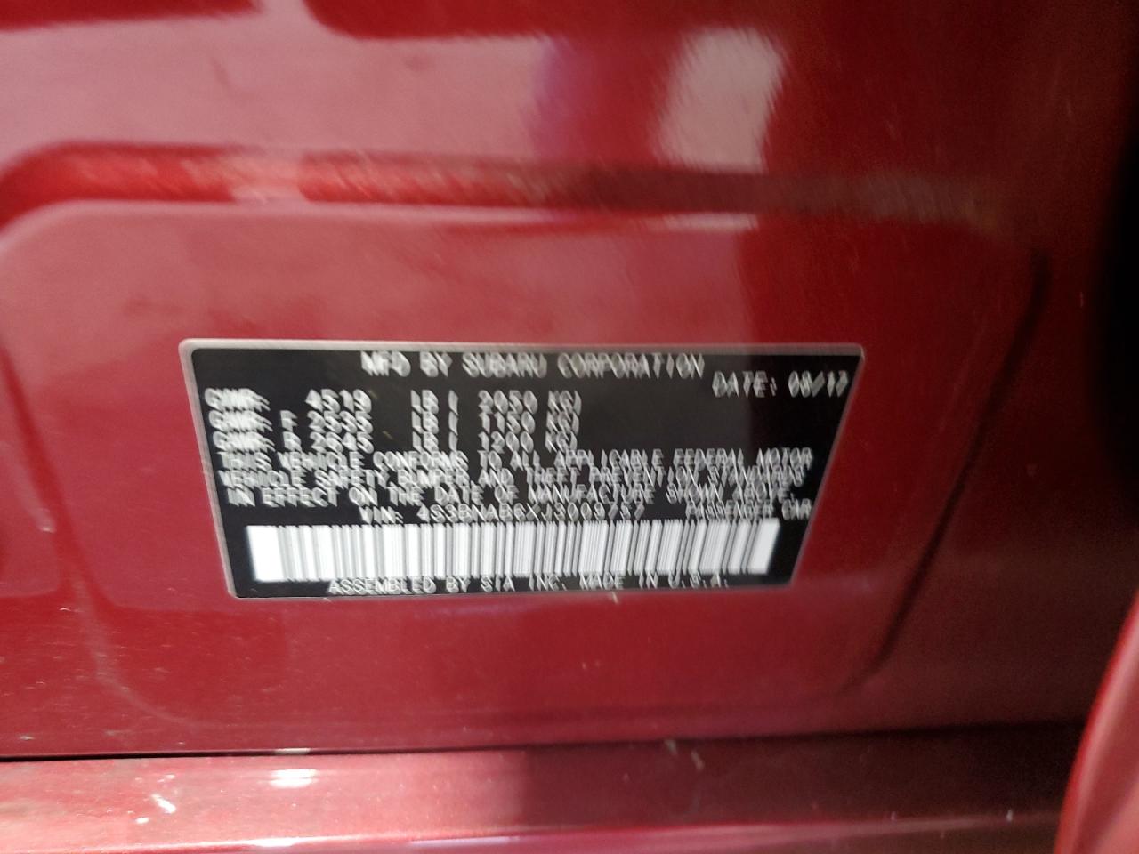 2018 Subaru Legacy 2.5I VIN: 4S3BNAB6XJ3009757 Lot: 85572095