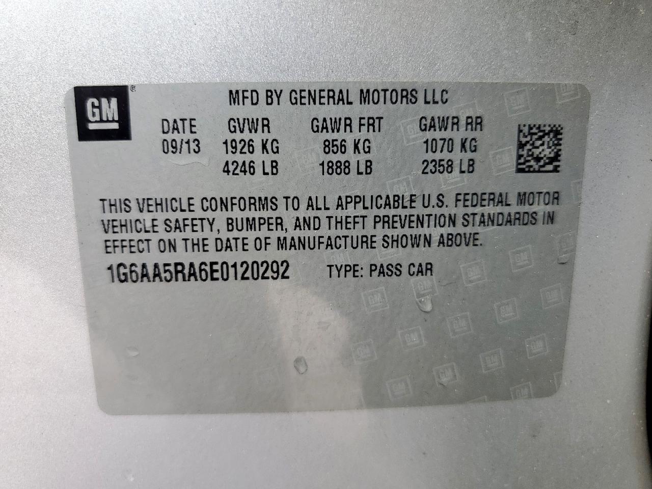 2014 Cadillac Ats VIN: 1G6AA5RA6E0120292 Lot: 85347945