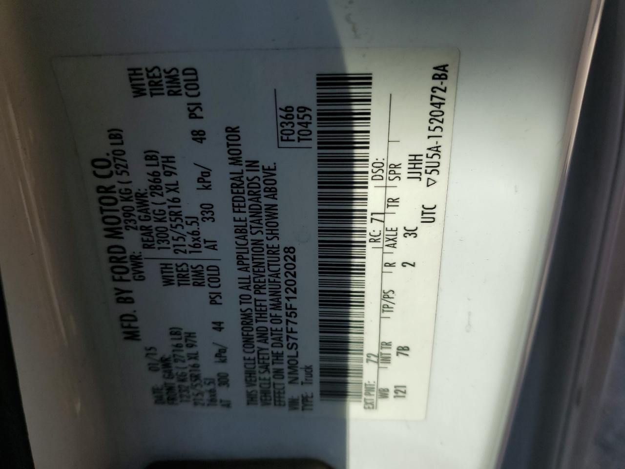 2015 Ford Transit Connect Xlt VIN: NM0LS7F75F1202028 Lot: 82390665