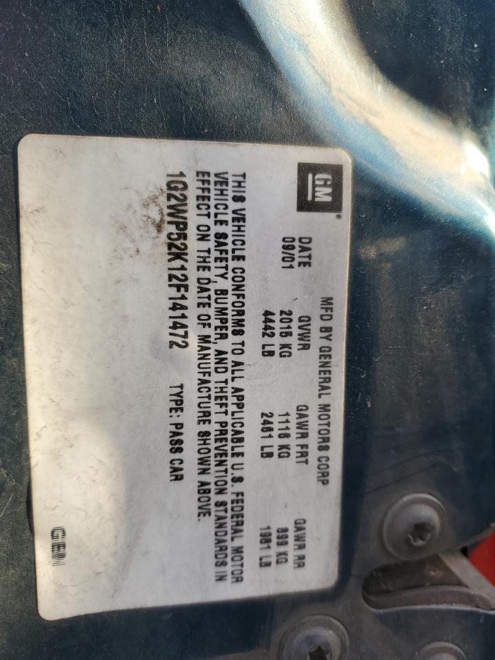 2002 Pontiac Grand Prix Gt VIN: 1G2WP52K12F141472 Lot: 89641455