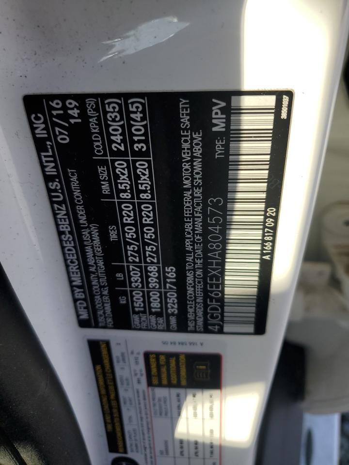 2017 Mercedes-Benz Gls 450 4Matic VIN: 4JGDF6EEXHA804573 Lot: 85273545