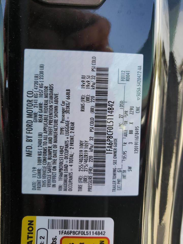 2020 Ford Mustang Gt VIN: 1FA6P8CF0L5114842 Lot: 85311535