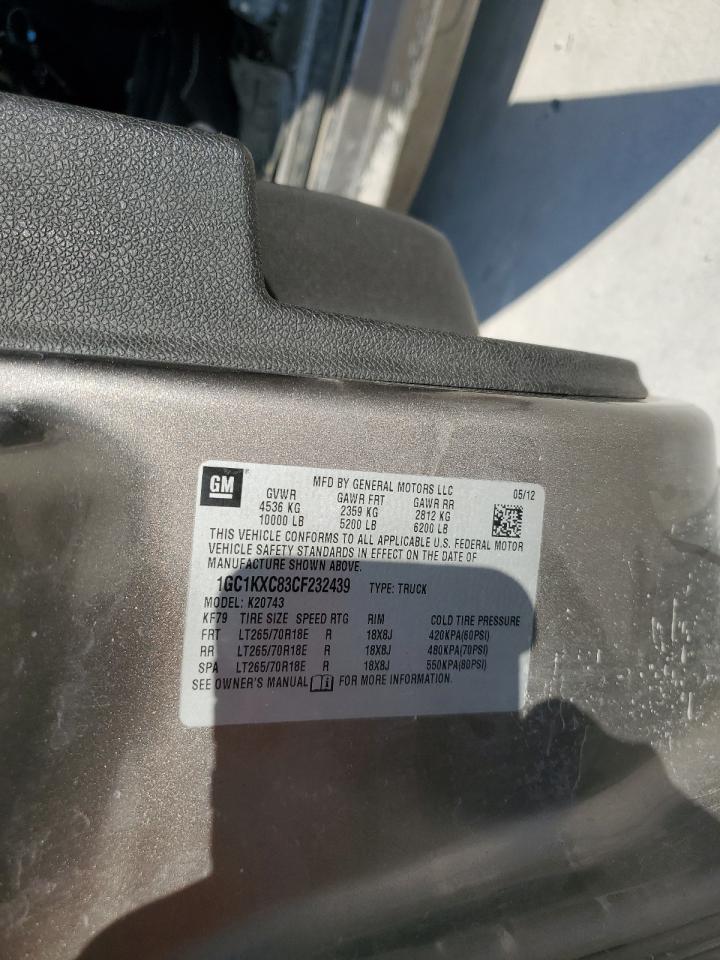 2012 Chevrolet Silverado K2500 Heavy Duty Lt VIN: 1GC1KXC83CF232439 Lot: 81835555