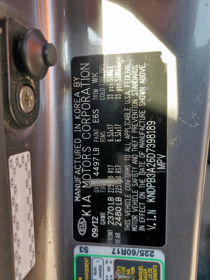 2013 Kia Sportage Base VIN: KNDPB3A26D7398189 Lot: 84869125