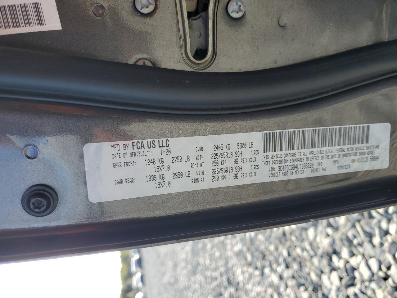 2020 Dodge Journey Crossroad VIN: 3C4PDCGB4LT188220 Lot: 86115635