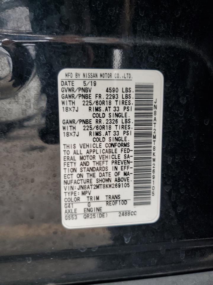 2019 Nissan Rogue S VIN: JN8AT2MT8KW269105 Lot: 82384565