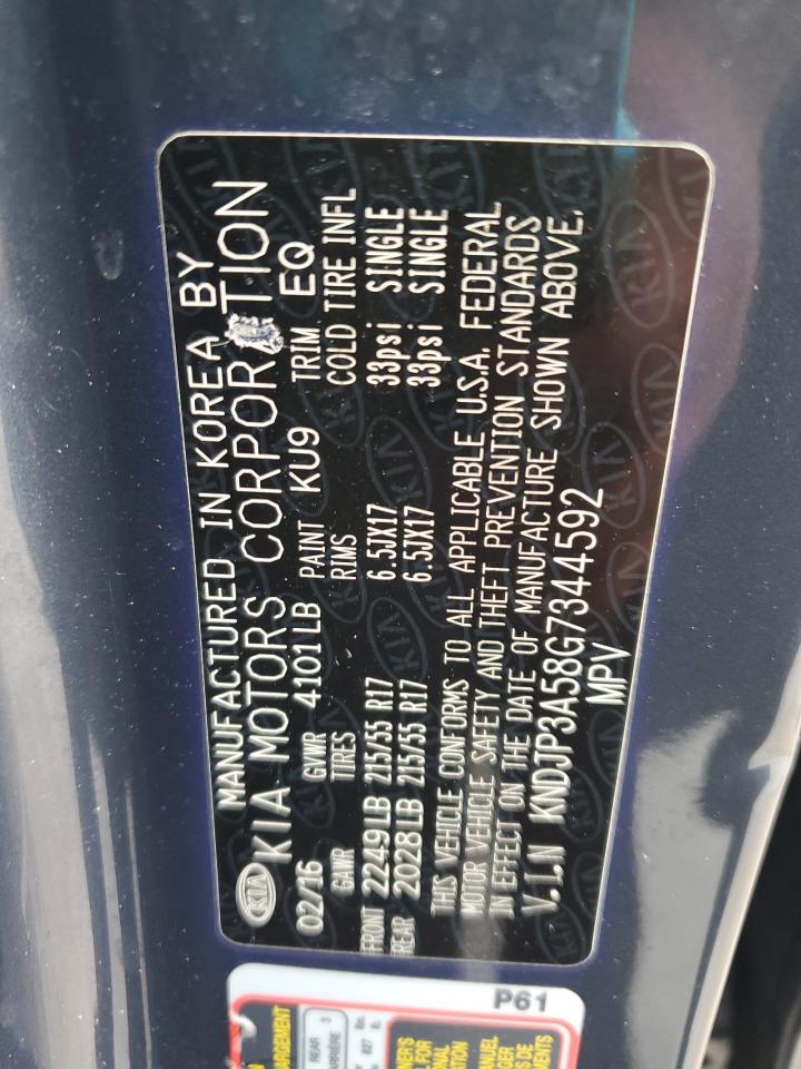 2016 Kia Soul + VIN: KNDJP3A58G7344592 Lot: 85680025