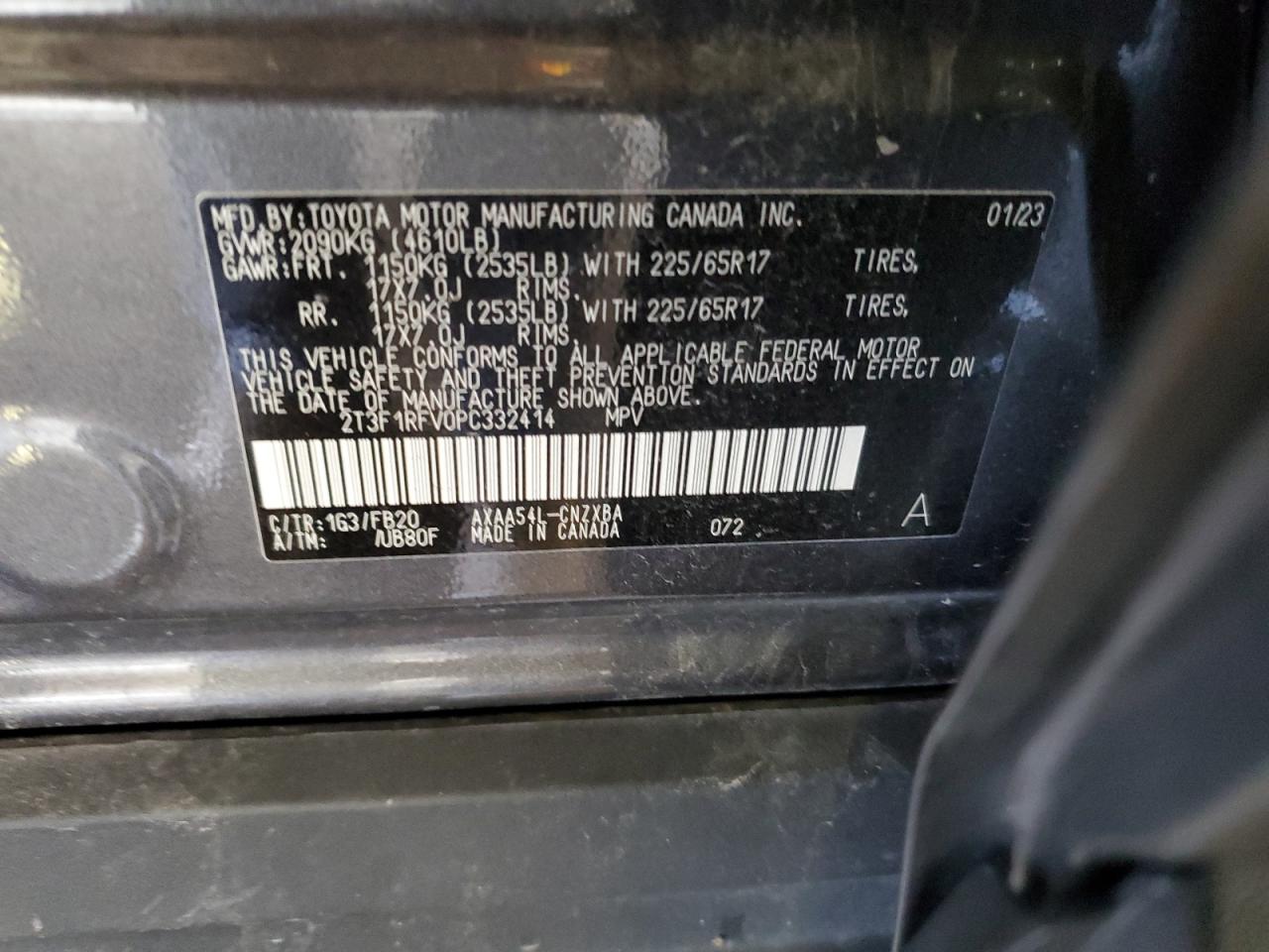 2023 Toyota Rav4 Le VIN: 2T3F1RFV0PC332414 Lot: 86481495