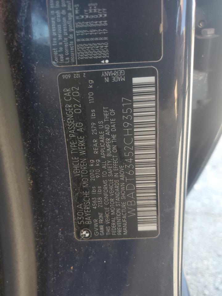 2002 BMW 530 I Automatic VIN: WBADT63452CH93517 Lot: 84451245
