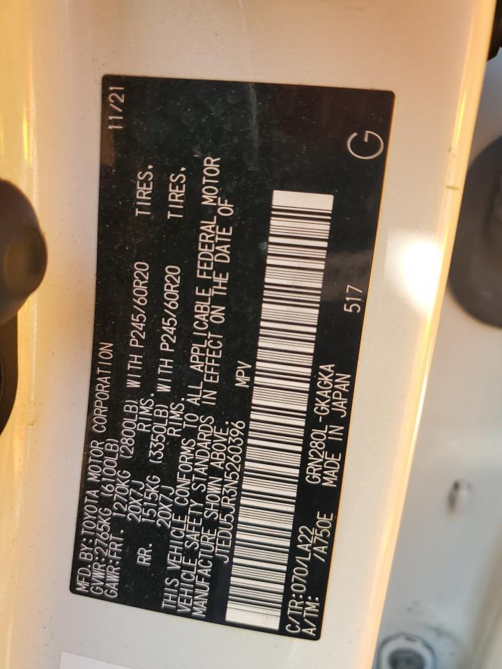 2022 Toyota 4Runner Night Shade VIN: JTEDU5JR3N5260396 Lot: 90354875