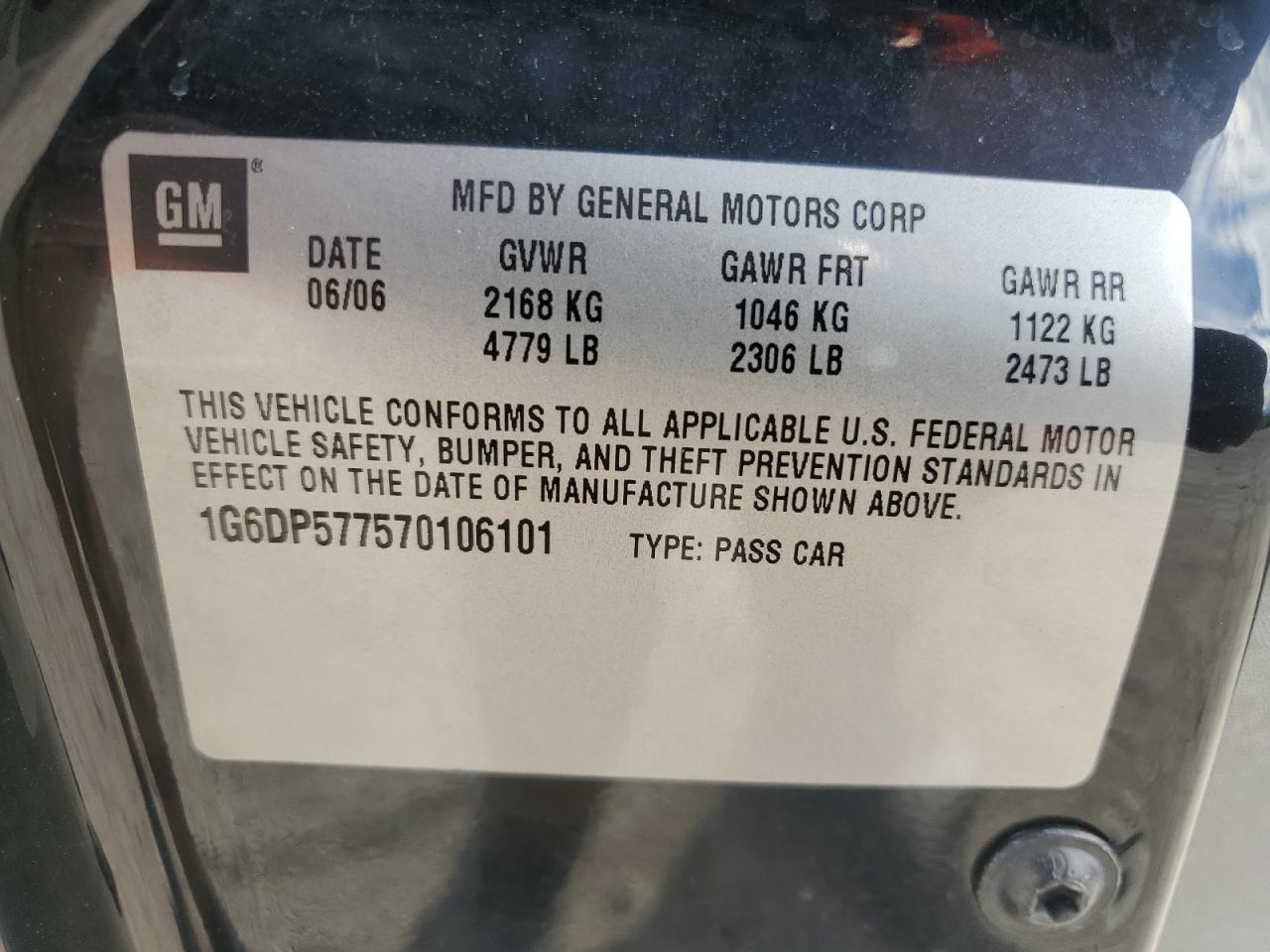 2007 Cadillac Cts Hi Feature V6 VIN: 1G6DP577570106101 Lot: 82767235