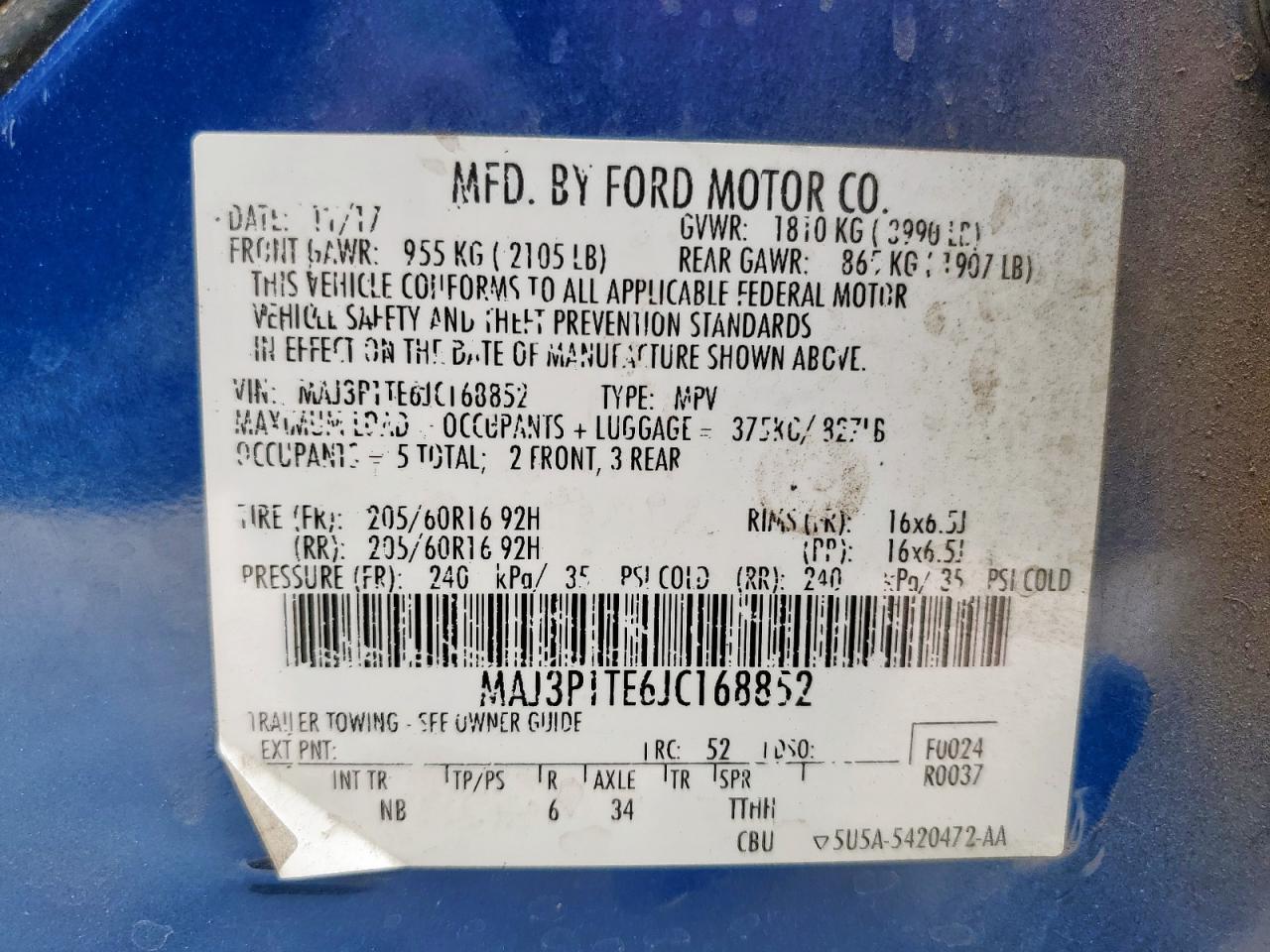 2018 Ford Ecosport Se VIN: MAJ3P1TE6JC168852 Lot: 85730355