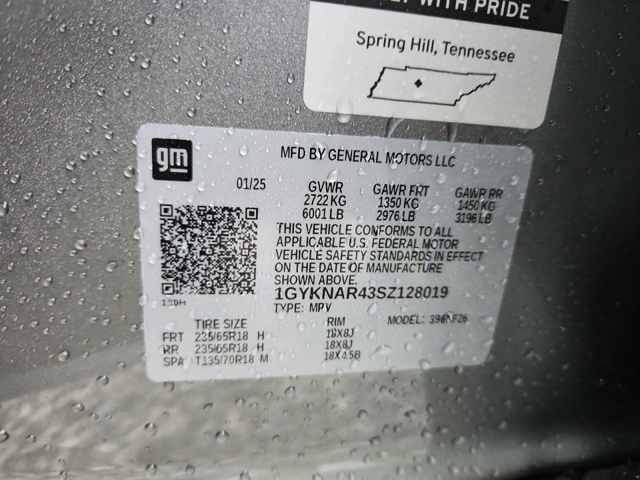 2025 Cadillac Xt5 Luxury VIN: 1GYKNAR43SZ128019 Lot: 90110665