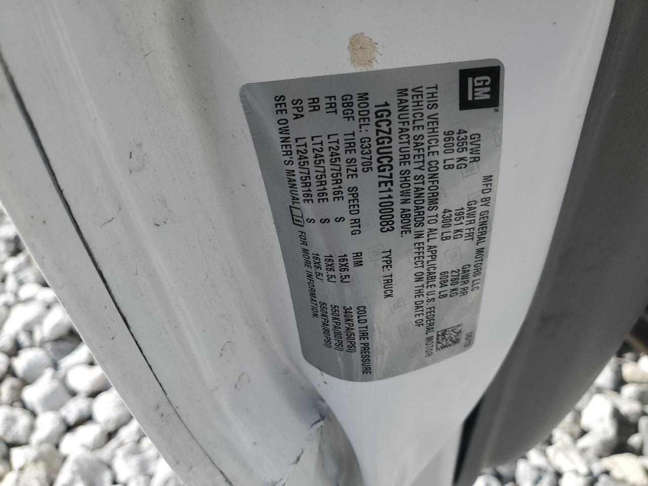 2014 Chevrolet Express G3500 VIN: 1GCZGUCG7E1100083 Lot: 85957435