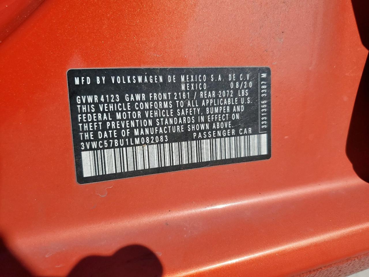 2020 Volkswagen Jetta S VIN: 3VWC57BU1LM082083 Lot: 84435935