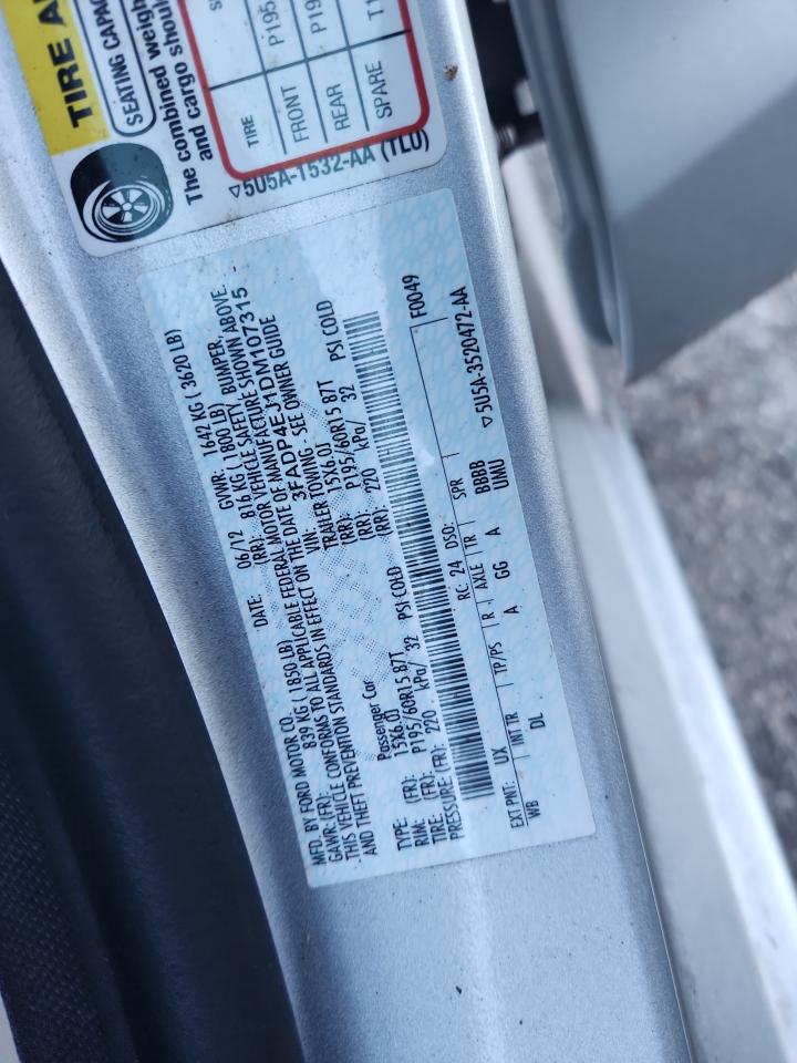 2013 Ford Fiesta Se VIN: 3FADP4EJ1DM107315 Lot: 84440385