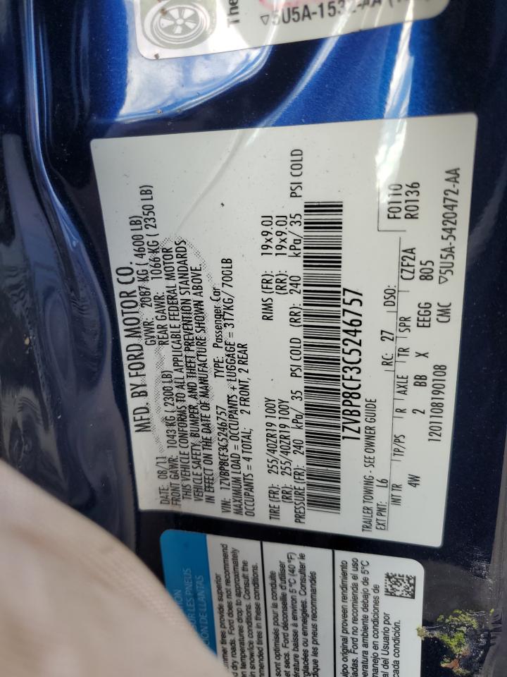 2012 Ford Mustang Gt VIN: 1ZVBP8CF3C5246757 Lot: 82269595