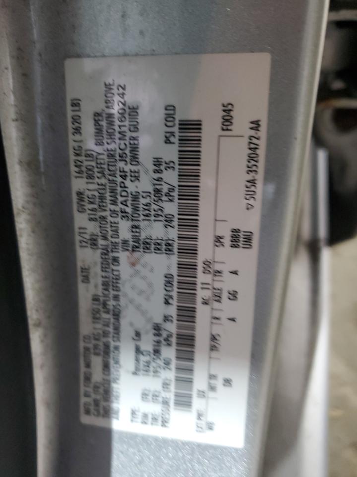 2012 Ford Fiesta Ses VIN: 3FADP4FJ5CM160242 Lot: 87048405