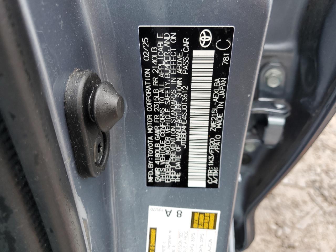 2025 Toyota Corolla Le VIN: JTDBDMHE4SJ013612 Lot: 86449555