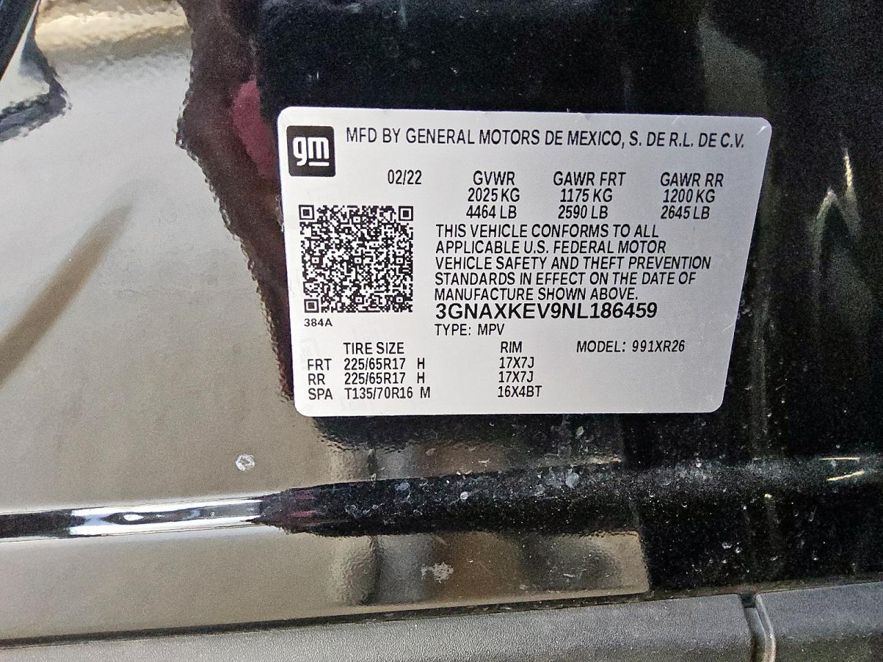 2022 Chevrolet Equinox Lt VIN: 3GNAXKEV9NL186459 Lot: 84811265