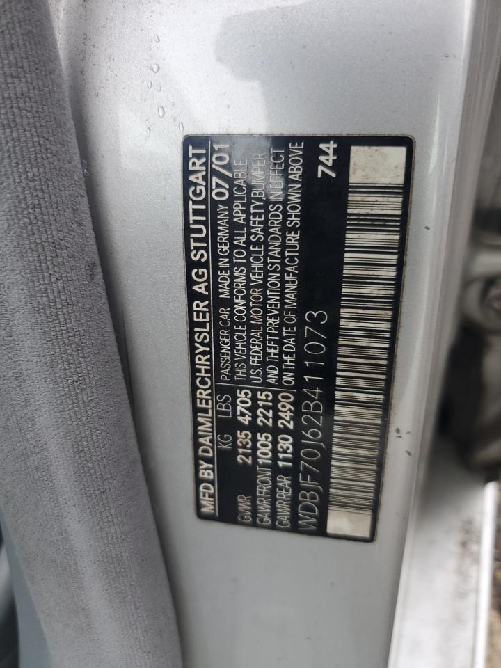 2002 Mercedes-Benz E 430 VIN: WDBJF70J62B411073 Lot: 82208235