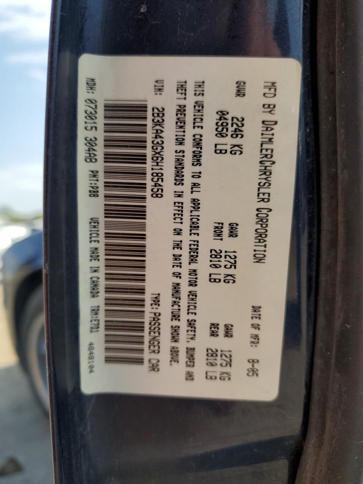 2006 Dodge Charger Se VIN: 2B3KA43GX6H185458 Lot: 86064125