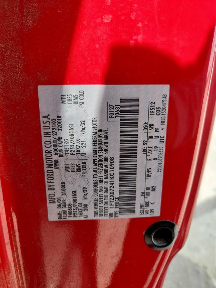 2001 Ford F150 VIN: 1FTZX07241KC10908 Lot: 80741335