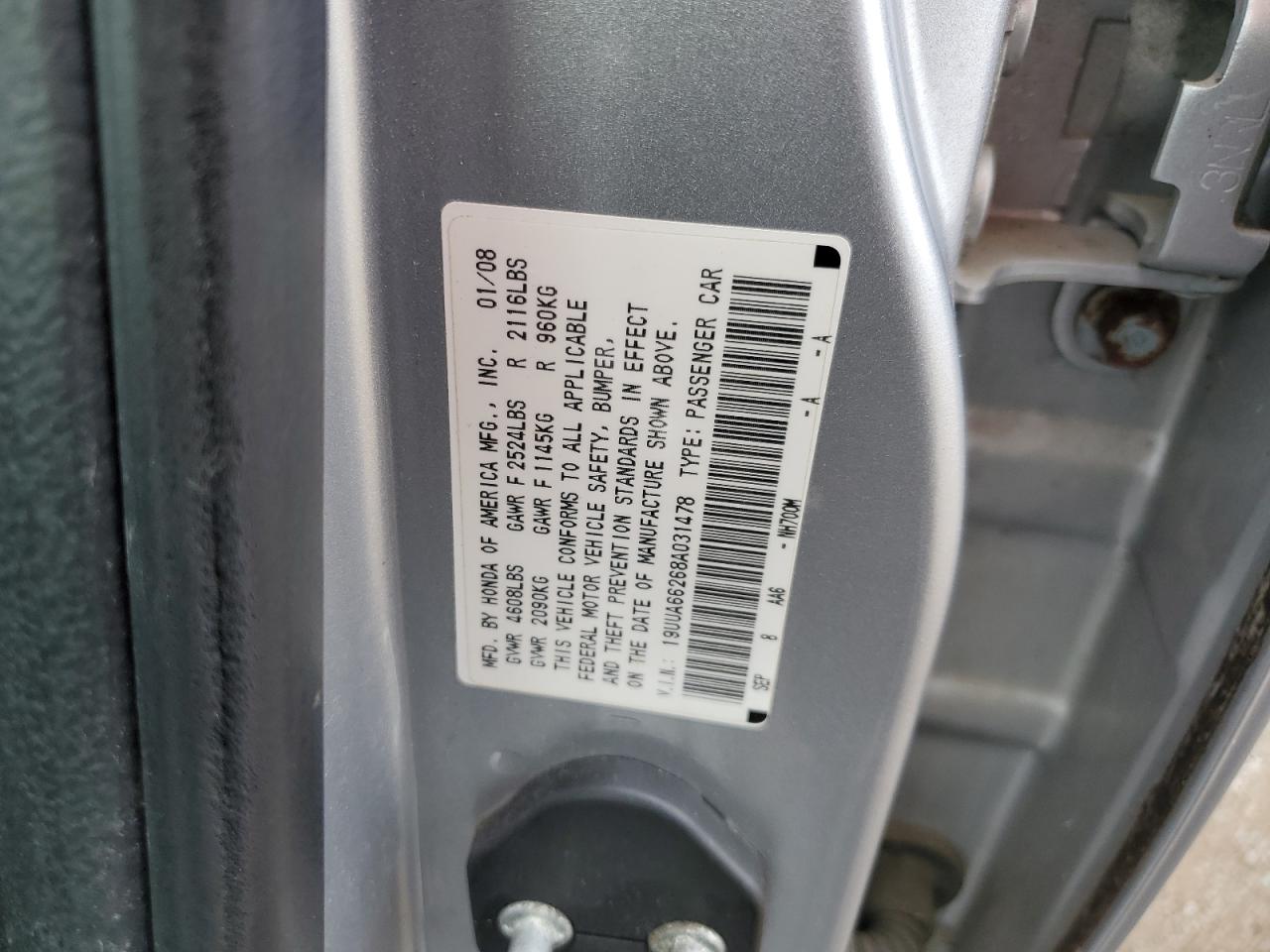 2008 Acura Tl VIN: 19UUA66268A031478 Lot: 90364045