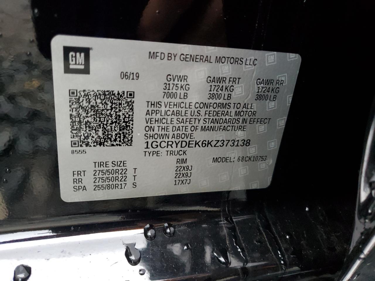 2019 Chevrolet Silverado K1500 Lt VIN: 1GCRYDEK6KZ373138 Lot: 84451935