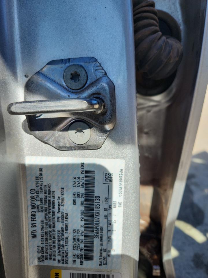 2019 Ford Fusion Se VIN: 3FA6P0LU7KR185130 Lot: 85709155