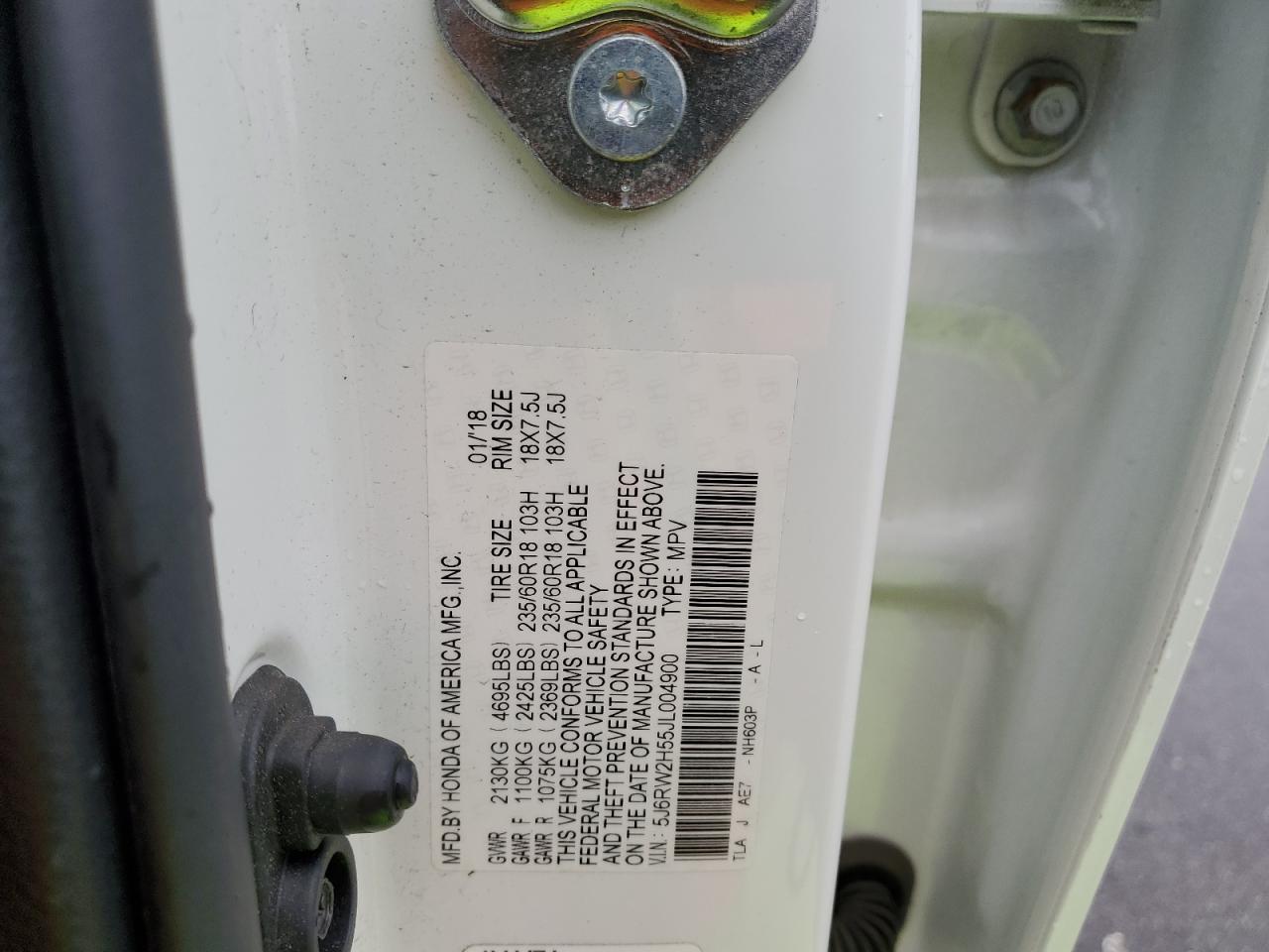 2018 Honda Cr-V Ex VIN: 5J6RW2H55JL004900 Lot: 84949135