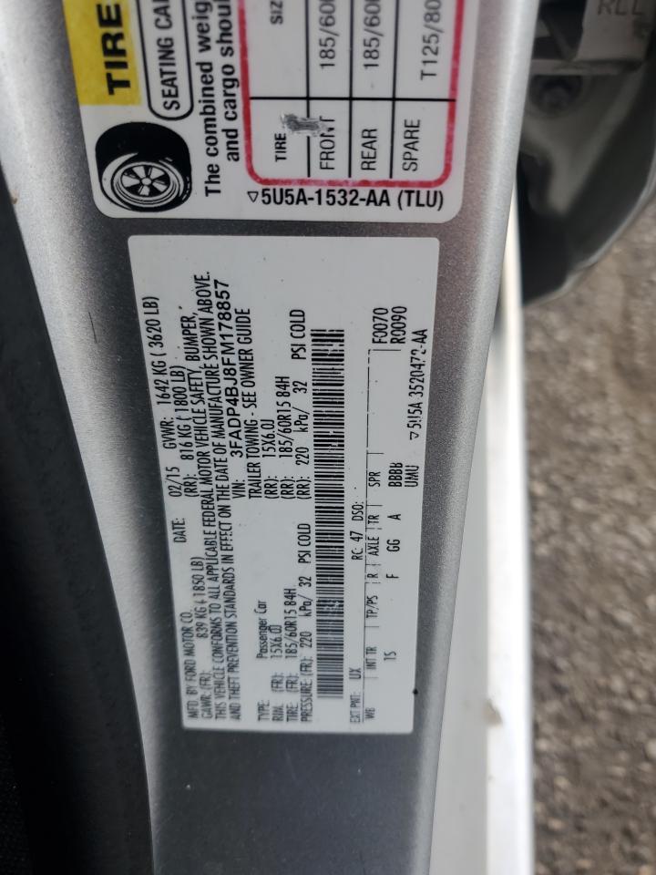 2015 Ford Fiesta Se VIN: 3FADP4BJ8FM178857 Lot: 89898045