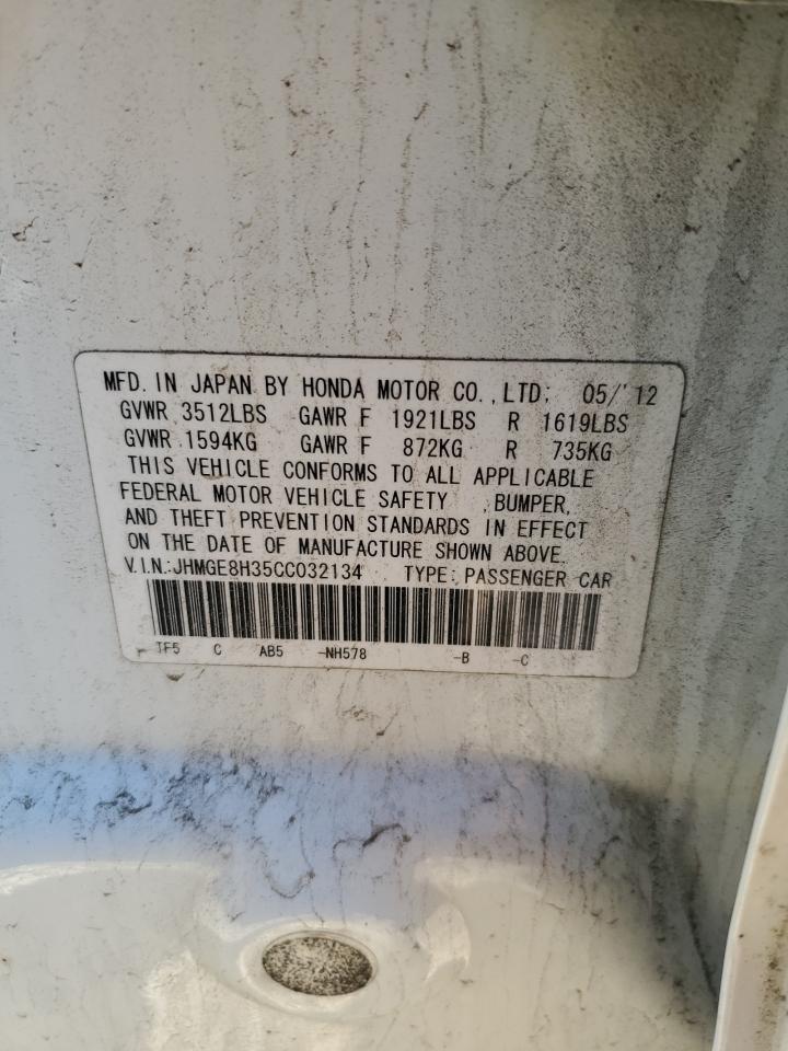2012 Honda Fit VIN: JHMGE8H35CC032134 Lot: 85841135