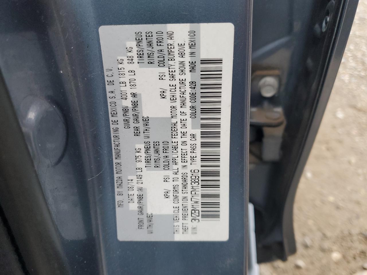 2015 Mazda 3 Grand Touring VIN: 3MZBM1W71FM138916 Lot: 82008945