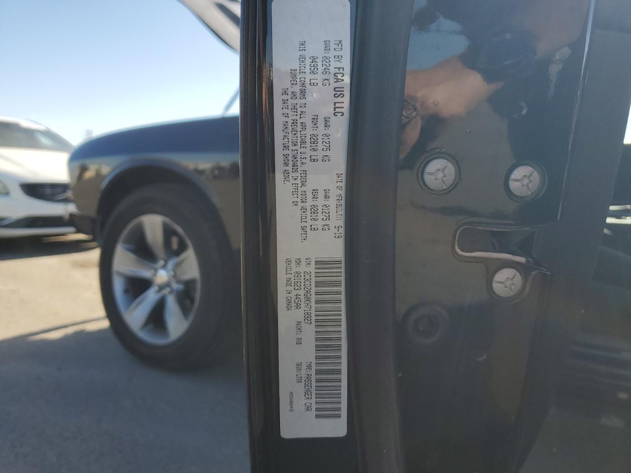 2019 Dodge Challenger Sxt VIN: 2C3CDZAG0KH718927 Lot: 82374075