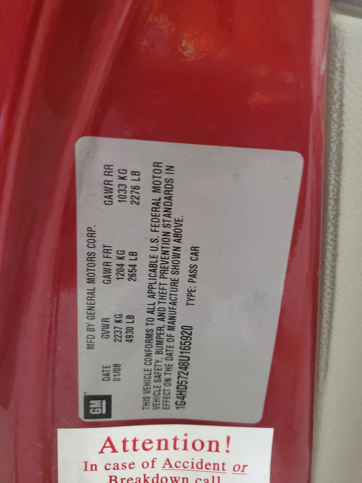 2008 Buick Lucerne Cxl VIN: 1G4HD57248U165920 Lot: 90791135