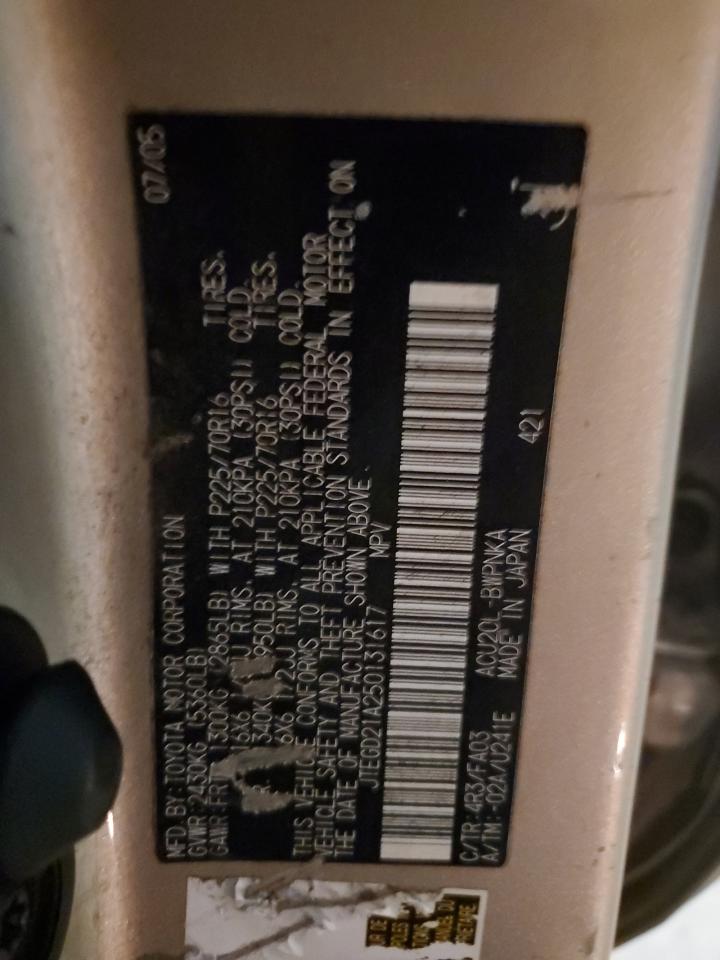 2005 Toyota Highlander VIN: JTEGD21A250131617 Lot: 82462185