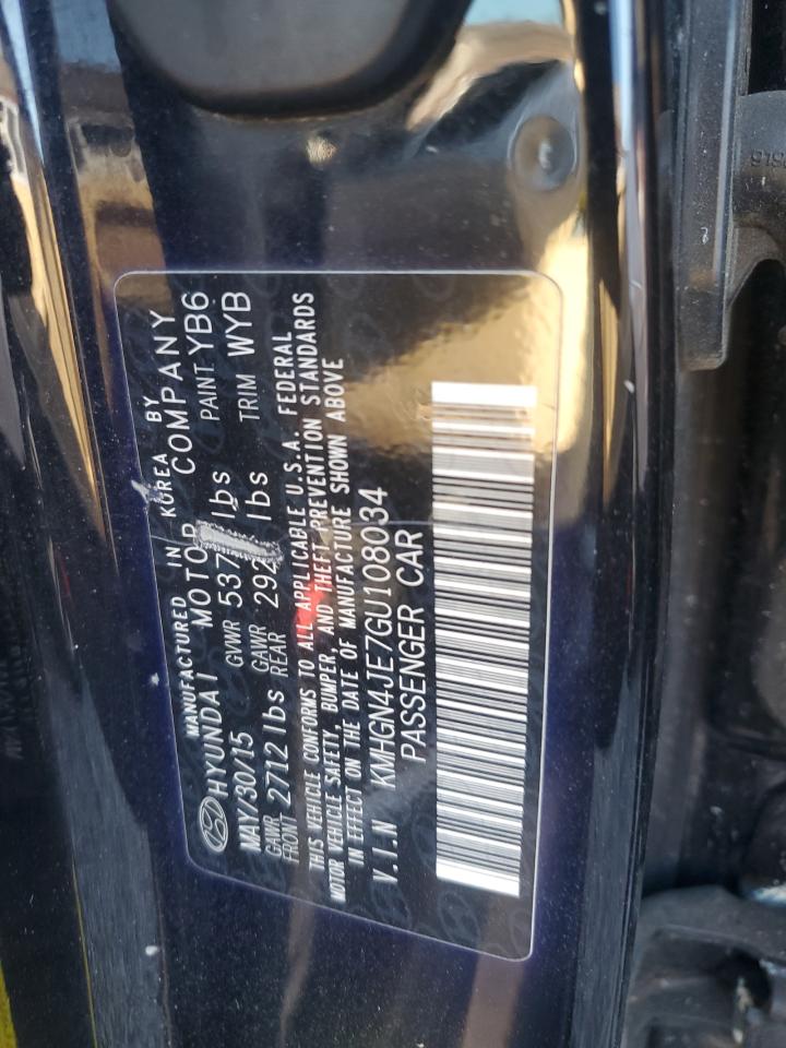 2016 Hyundai Genesis 3.8L VIN: KMHGN4JE7GU108034 Lot: 82483265