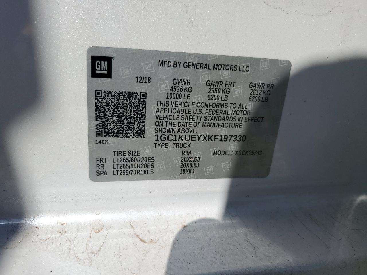 2019 Chevrolet Silverado K2500 High Country VIN: 1GC1KUEYXKF197330 Lot: 85283515