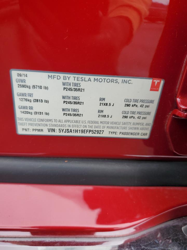 2014 Tesla Model S VIN: 5YJSA1H19EFP52927 Lot: 87476565