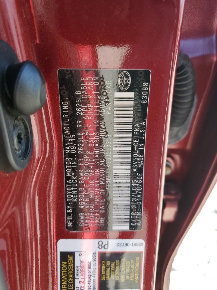 2016 Toyota Camry Le VIN: 4T1BF1FK3GU523355 Lot: 84909885