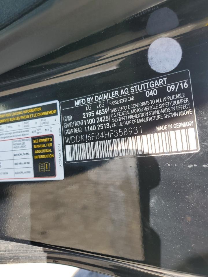 2017 Mercedes-Benz E 400 VIN: WDDKJ6FB4HF358931 Lot: 86101845