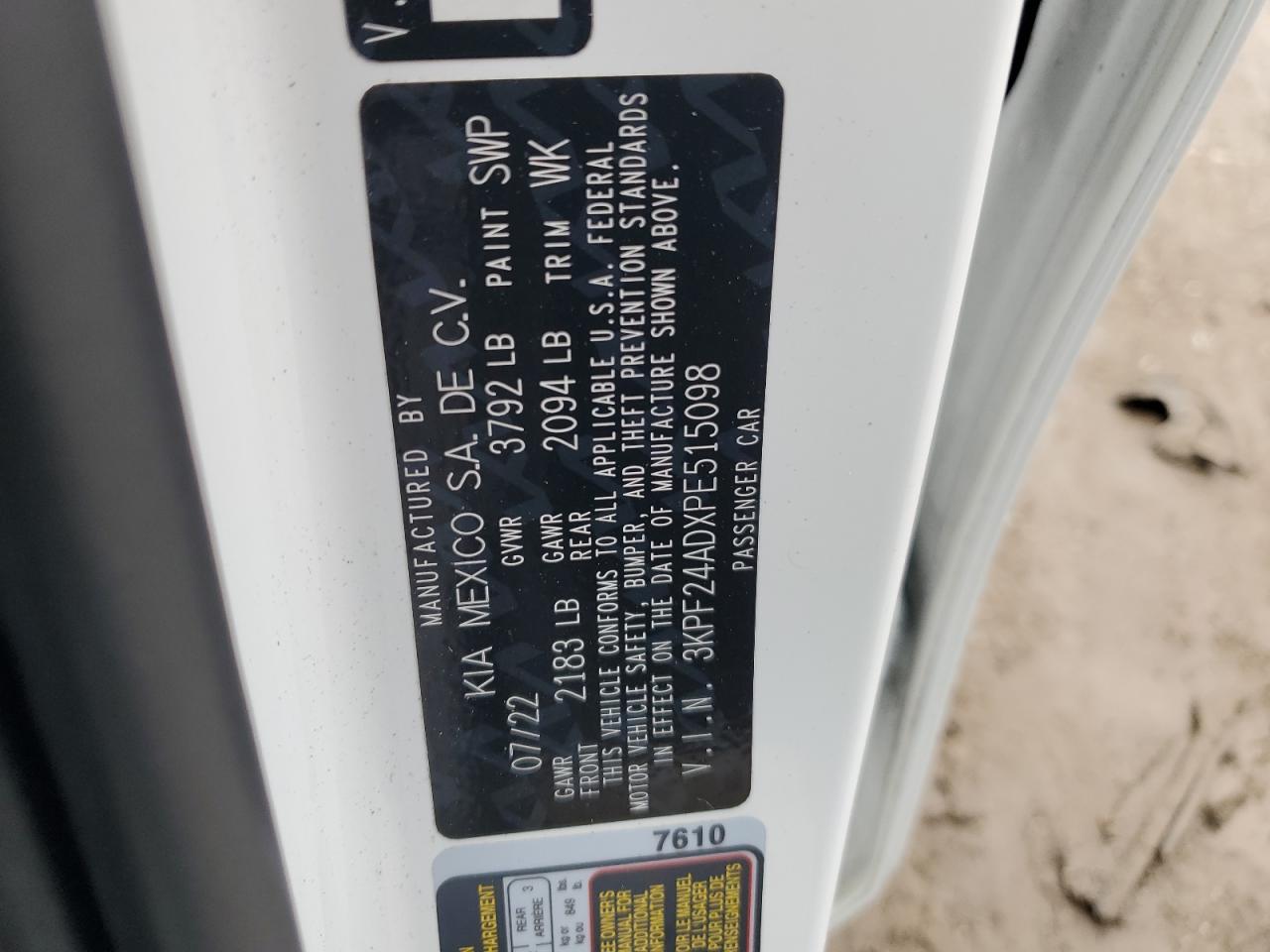 2023 Kia Forte Lx VIN: 3KPF24ADXPE515098 Lot: 82771625