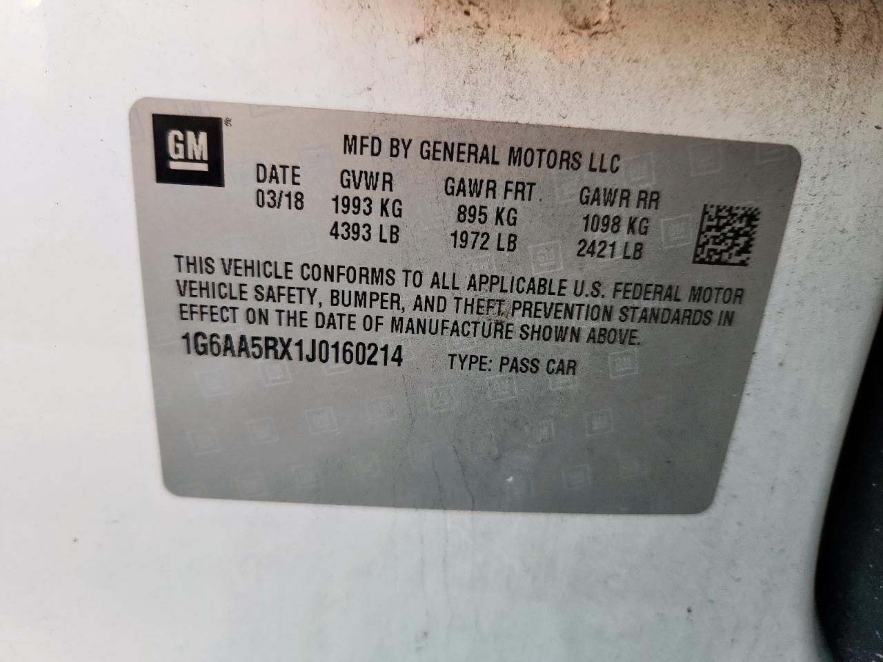 2018 Cadillac Ats VIN: 1G6AA5RX1J0160214 Lot: 89666535