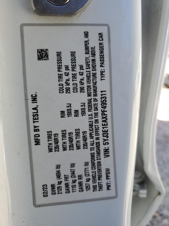 2023 Tesla Model 3 VIN: 5YJ3E1EAXPF495311 Lot: 81788585