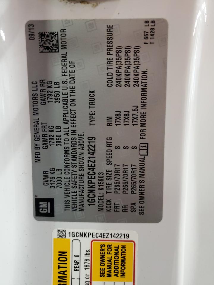 2014 Chevrolet Silverado K1500 VIN: 1GCNKPEC4EZ142219 Lot: 85133615