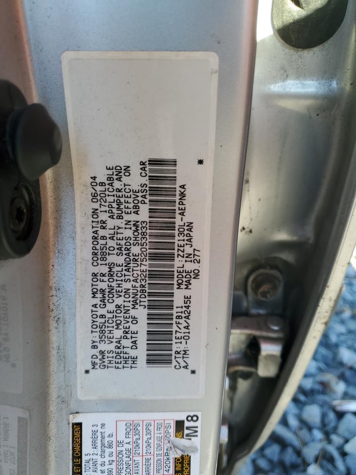 2005 Toyota Corolla Ce VIN: JTDBR32E752053833 Lot: 82379295