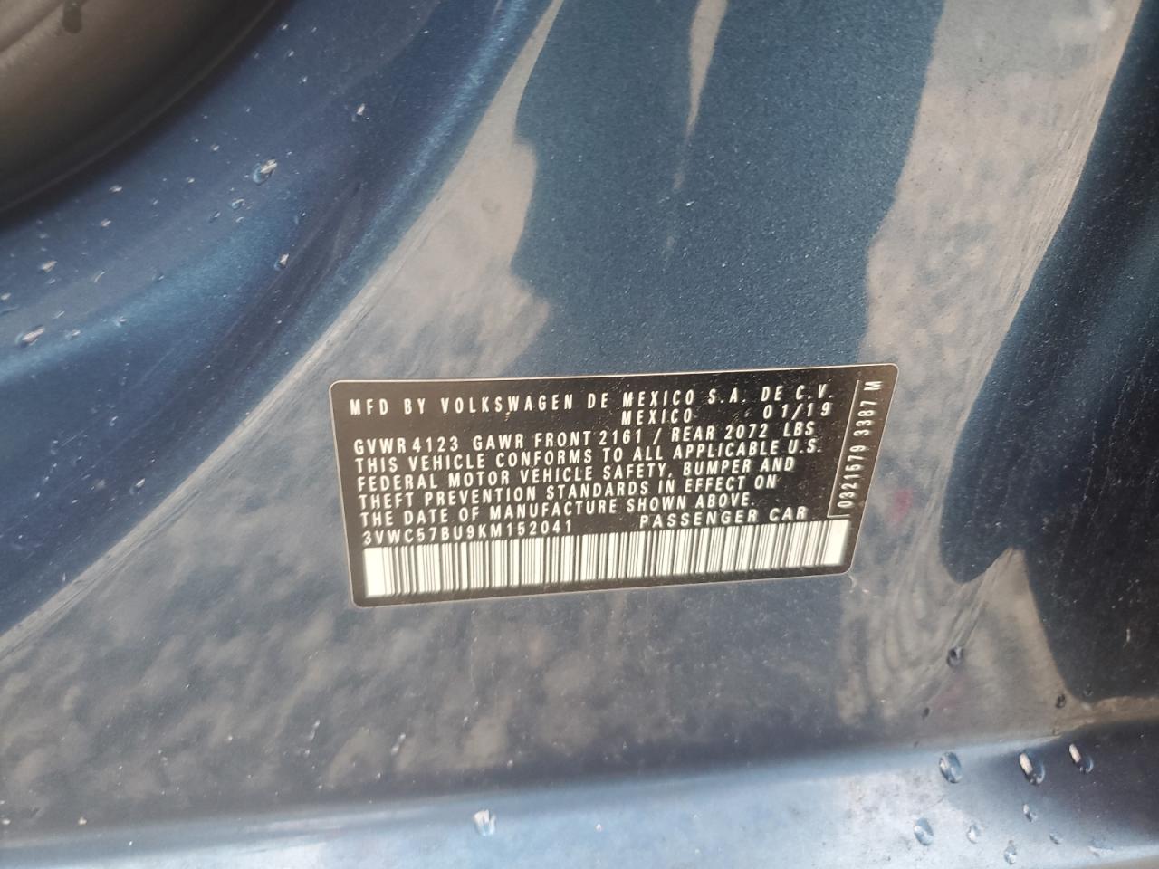 2019 Volkswagen Jetta S VIN: 3VWC57BU9KM152041 Lot: 85601755